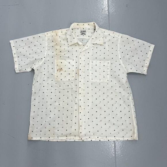 Vintage 60s Archdale White Pattern Loop Collar Shirt - Picture 1 of 6